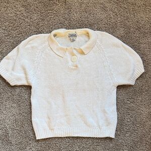Vintage white short sleeve sweater M